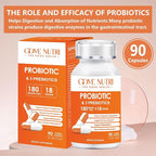Probiotic Capsules, 90 Capsules 180 Billion CFU 18 Strains, Contains 3 Prebiotics, for Men & Women, Once Daily Probiotic Dietary Supplement, Boosts Digestive and Immune Health