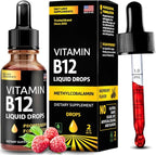 Vitamin B12 Liquid Drops - Vegan B12 vitamins 5000 mcg Methylcobalamin Fast-Acting Sublingual B Complex Liquid Vitamin B2, B3, B6 - Non-GMO, No Dairy, Soy & Sugar, Raspberry Flavor, 2 fl. oz.