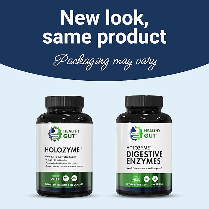 Healthy Gut HoloZyme Max Strength Digestive Enzymes | FODMAP-Friendly Formula Prevents Bloating, Gas, & Indigestion w/Protease, Amylase, Lipase, Lactase, and More | 90 Servings