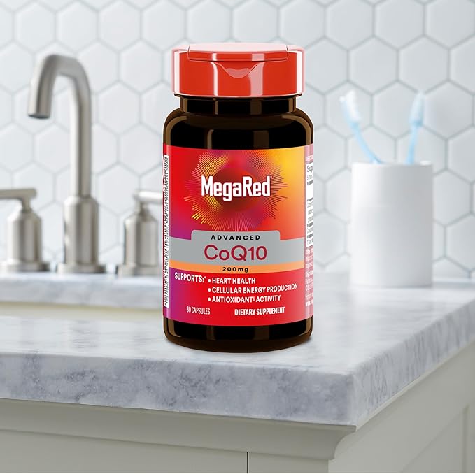 MegaRed Advanced CoQ10 Supplements- 200mg Per Serving, Powerful Antioxidant that Supports Cellular Energy Production and Protects Against Free Radicals*- 30 Coenzyme Q10 Capsules, 30 Servings