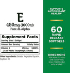 Nature's Bounty Vitamin E 1000 IU Softgels, Supports Antioxidant Health & Immune System, 1 Serving per Day, No Gluten, 60 Softgels (Pack of 3)