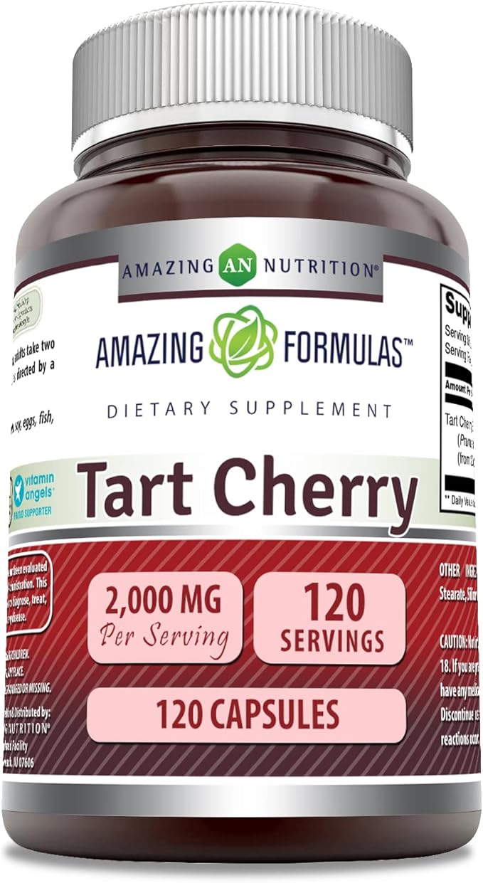 Amazing Formulas Tart Cherry 10:1 Extract Supplement | 2000 Mg per Serving | Capsules | Non-GMO | Gluten-Free | Made in USA (1 Pack | 120 Count)