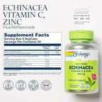SOLARAY Echinacea Vitamin C and Zinc Wellness Formula - Immune Support Supplement - Echinacea Capsules with Vitamin C 500mg Plus Bioflavonoids, Vegan, 60-Day Guarantee, 50 Servings, 100 VegCaps