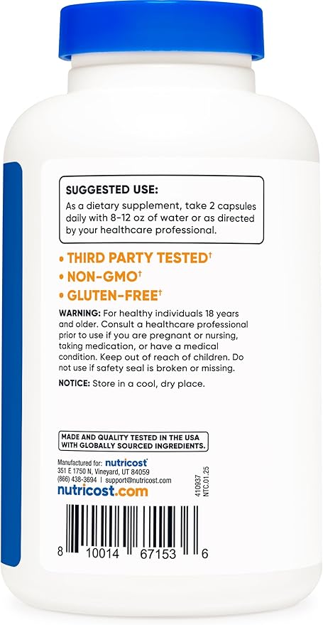Nutricost Vitamin C with Zinc Capsules, 120 Servings - 1000mg, 45mg Zinc, Non-GMO, Gluten Free Vitamin C Supplement