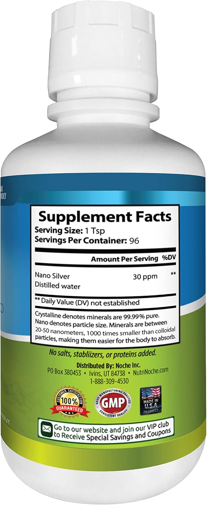NutriNoche Colloidal Silver | 99.99% Ultra Pure Crystalline Nano Silver Particles