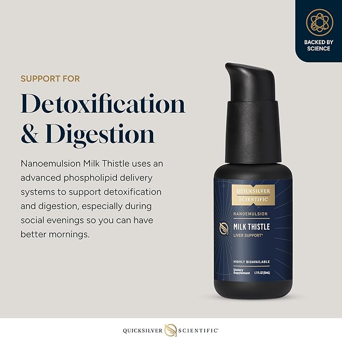 Quicksilver Scientific Nanoemulsified Milk Thistle - Silymarin Liquid with Liposome Delivery System - Immune, Detox + Liver Cleanse Support (1.7oz / 50ml)