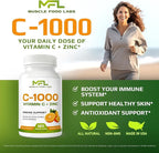 | Vitamin C + ZINC | C - 1000 | VIT C 1000mg | Zinc 25mg | Citrus Bioflavonoids 25mg | Non-GMO & Gluten Free | 120 Capsules