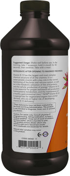 NOW Foods Supplements, Ultra B-12, Liquid, 800 mcg Folic Acid, Cellular Energy Production*, 16-Ounce