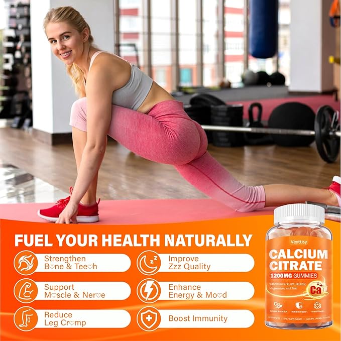 Calcium 1200 mg with Vitamin D3 Supplement for Adults - Calcium Gummies with 5000iu Vitamin D3, K2, B6, B12, Magnesium & Zinc - Calcium Supplement for Women Men - Easy to Digest, Vegan (1 pack)