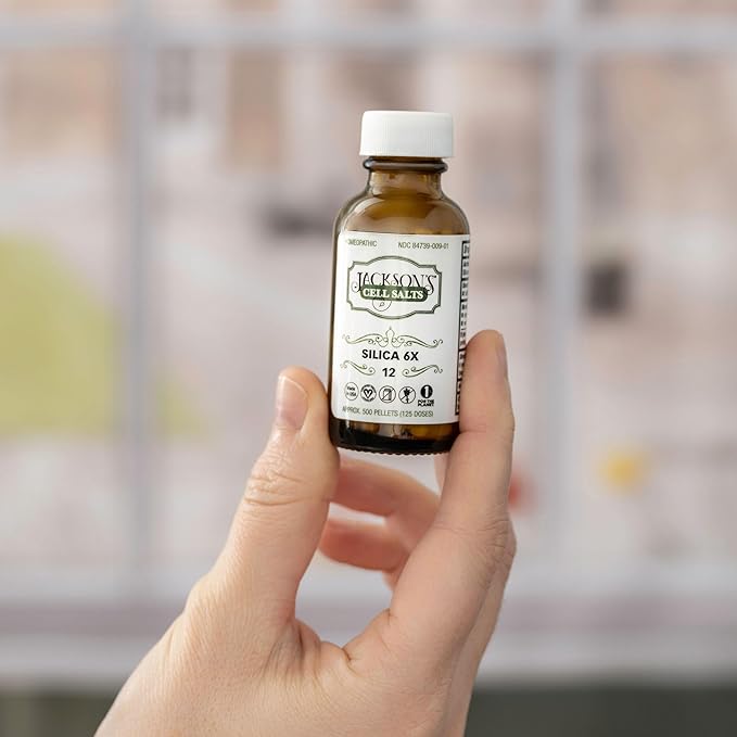 Jackson's #12 Cell Salt Silica 6X (500 Pellet Bottle) - Certified Vegan, Lactose-Free Schuessler Tissue Salt Silicea 6X (Made in the USA)