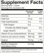 BariatricPal Sugar-Free Calcium Citrate Soft Chews | 500mg with Vitamin D & Probiotics | Blue Raspberry | 90 Count (1 Month Supply)
