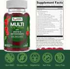 YumVs Teen Multivitamin Gummies with Biotin and Antioxidants - Raspberry Flavor - Hair Skin Nails Support - Kosher Teenager Vitamins for Boys and Girls 12-17 (60 Count (Pack of 2))
