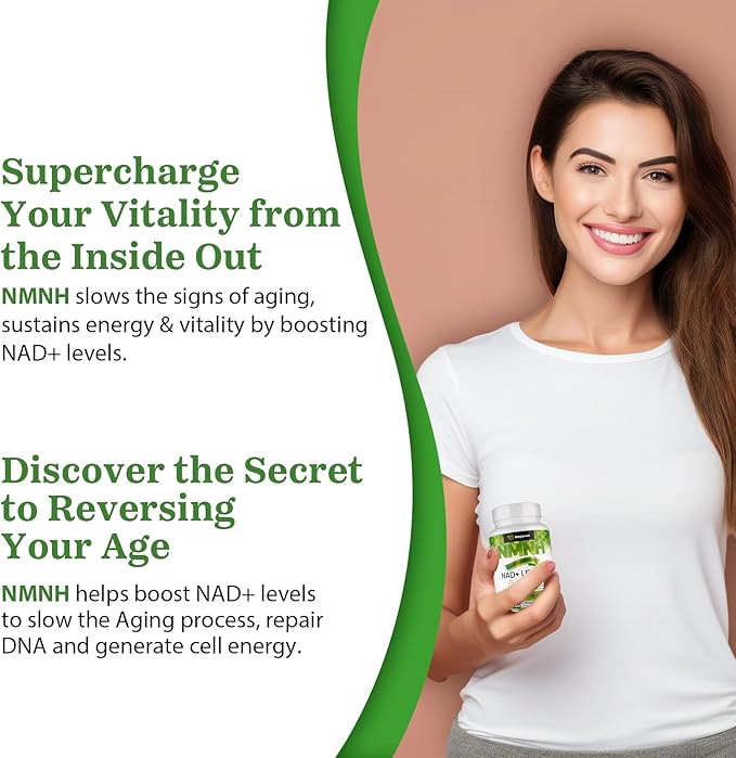 NMNH (Dihydronicotinamide Mononucleotide), NMN Supplement Alternative 500mg per Serving NAD NMNH Supplements for Women to Boost NAD+ Levels As We Age, Anti Aging, Energy, Focus, Non-GMO, 240 Count