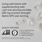 Sports Research® Alpha GPC 630mg (Extra Strength) - Bioavailable Source of Choline - Focus & Cognitive Support for Women & Men - Vegan Certified · Non-GMO · Gluten Free - 60 Liquid Capsules
