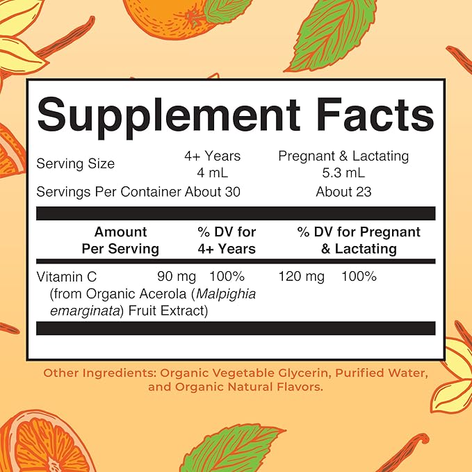MARYRUTH'S Organic Vitamin C Supplement | Liquid Vitamin C Liquid Drops for Adults & Kids | Immune Support Supplement for Overall Health | Vegan | Non-GMO | Gluten Free | 4 Fl Oz