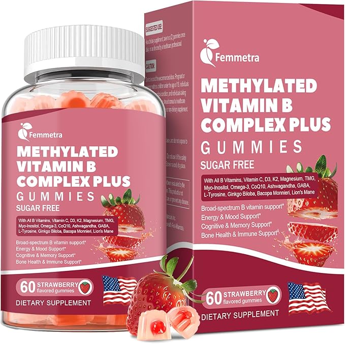 Ultra Methylated Vitamin B Complex Sugar Free Gummies - All B Vitamins + Vitamin C D3 K2 Ashwagandha Magnesium Omega 3 CoQ10 for Women Men - Methyl Vitamin B12, Methylfolate, B1, B2, B3, B5, B6, B7 B9