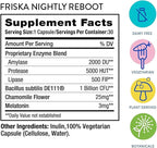 Friska Nightly Reboot - Nighttime Digestive Enzymes, Probiotic for Gut Balance & Bloating Support, with Melatonin & Chamomile to Promote Relaxation & Sleep, 90 Capsules