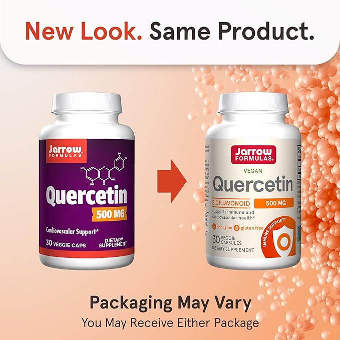 Jarrow Formulas Quercetin 500mg Capsules - 30 Veggie Caps - Supports Antioxidant Status, Cardiovascular Health & Immune Health - 30 Servings