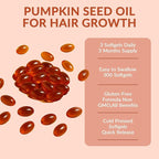 Pumpkin Seed Oil Capsules, 2 in 1 Pumpkin Seed Oil with Saw Palmetto for Hair Growth, 3000mg Per Serving, Cold Pressed, Supports Hair Heart Skin Supplement, Non-GMO, Gluten Free, 300 Softgels
