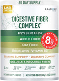 Psyllium Husk Powder 4in1 Digestive Fiber Supplement - Gut Health, Bloat Relief for Women and Men, Soluble and Insoluble Psyllium Husk Fiber Powder, Vitamin B2 - Vegan, Unflavored, Sugar-Free, 60 Day