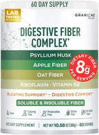 Psyllium Husk Powder 4in1 Digestive Fiber Supplement - Gut Health, Bloat Relief for Women and Men, Soluble and Insoluble Psyllium Husk Fiber Powder, Vitamin B2 - Vegan, Unflavored, Sugar-Free, 60 Day