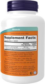 NOW Foods Supplements, Potassium Gluconate 99mg, Easier to Swallow, Essential Mineral*, 250 Tablets