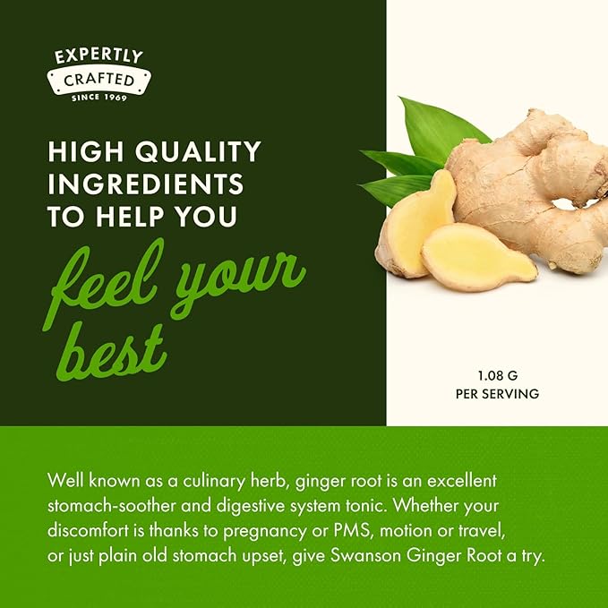 Swanson Premium Brand Ginger Root 540 Milligrams 100 Capsules