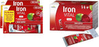 hübner Iron Vital Liquid Iron Supply Plus Vitamin C, Dietary Supplement for Adults and Kids, Vegan and Gluten-Free, Fruit Flavor, Box of 20 Packets + 2 Extra Packets, 10 ml Each