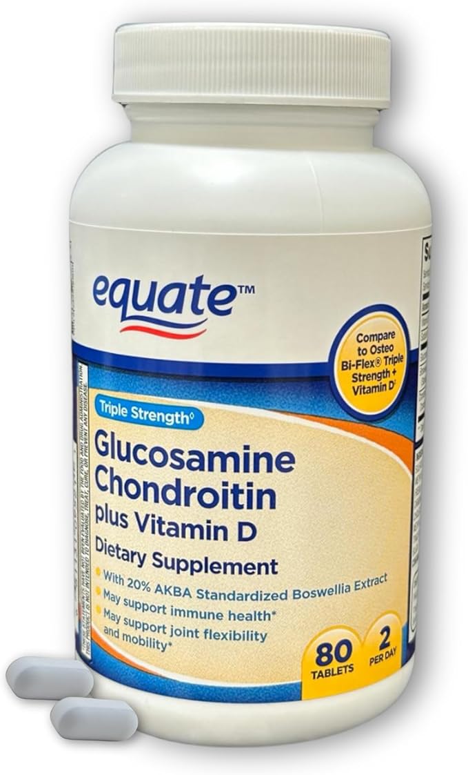 Glucosamine Chondroitin Plus Vitamin D- Tablets Triple Strength, 80ct (Pack of 1)