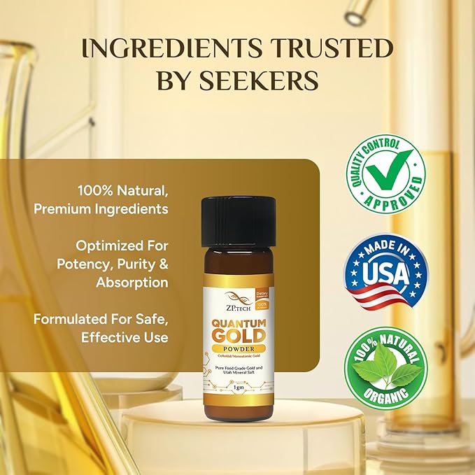 Quantum Gold 24K Ormus Gold Concentrate | Pure Ormus Colloidal Monoatomic Gold Powder Supplement | Decalcify Pineal Gland | Enhance Brain Wave Activity & Higher Energy Alignment 1g.