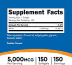 Nutricost Biotin (5,000mcg) 150 Softgels - Vitamin B7 - Gluten Free, Non-GMO