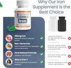 Polysaccharide Iron Complex 150mg for Anemia Support - Prevention & Treatment of Iron Deficiency, Supports Red Blood Cells Formation, Gentle on the Stomach, High Potency, USA-Made, 100 Capsules