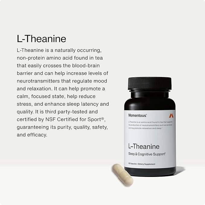 Momentous Magtein Magnesium L-Threonate 145mg, Apigenin Supplement, & L-Theanine Supplement - Supports Cognitive Function & Promotes Rest, Relaxation, & Focus - NSF Certified, GMO-Free, Gluten Free