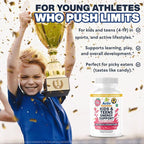 Kids & Teens Energy Support with Vitamin B12 + Folate (B9) - Supports Energy Production, Brain Function & Metabolism - Gluten Free - Raspberry Flavor - Soft Chew 60 Gummies (60 Servings)