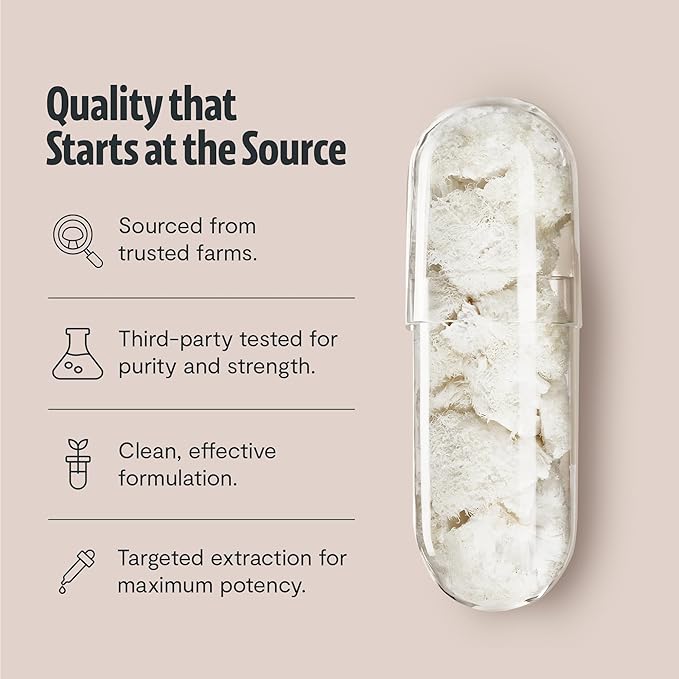 FreshCap Organic Mushroom Capsules Supplement - Fruiting Body Extract (Lion's Mane, 60 Capsules)