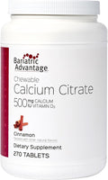 Bariatric Advantage Calcium Citrate Chewable 500 mg - for Bariatric Surgery Patients - High-Potency, Easy-Digest Tablets - Calcium Citrate - Bone Strength Supplements* - Cinnamon - 270 Count