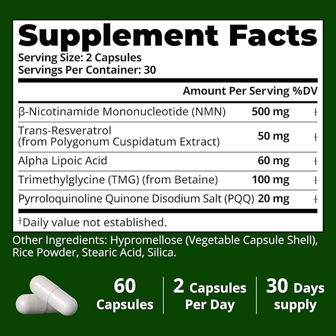 NAD Supplement for Women with Resveratrol - Supports Cellular Energy, Anti-Aging & DNA Repair -Advanced NAD Supplement for Women & Men, Non-GMO, 30-Day Supply