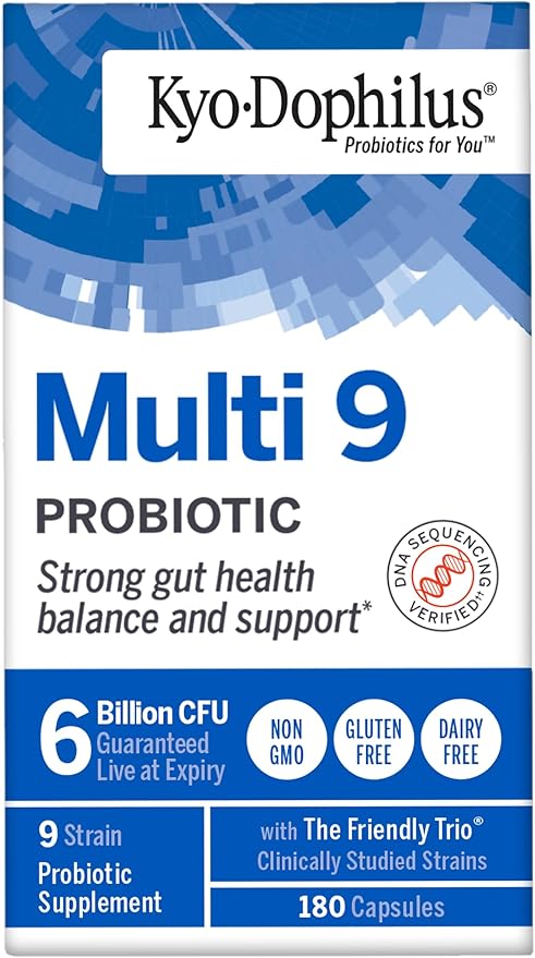 Kyolic Kyo-Dophilus Multi 9 Probiotic, Strong Gut Health Balance and Support*, 180 Capsules