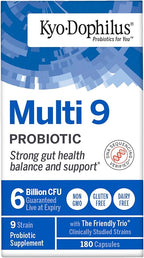 Kyolic Kyo-Dophilus Multi 9 Probiotic, Strong Gut Health Balance and Support*, 180 Capsules