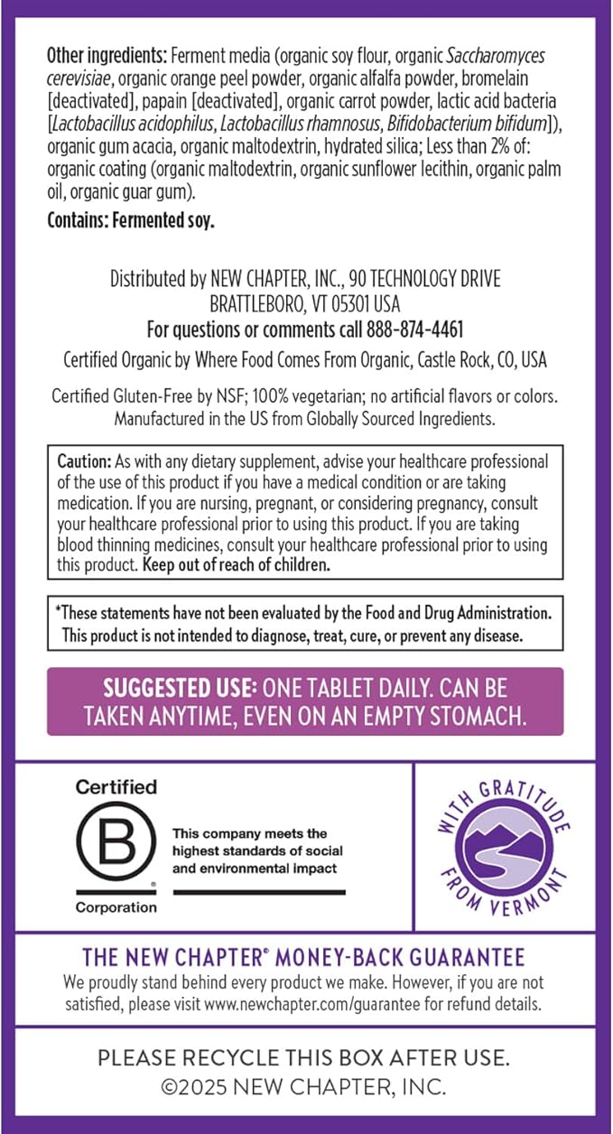 New Chapter Women’s Multivitamin 40+, extra B6 & B12, Biotin for Hair Growth, D3, Vit C, Zinc for Immune & Stress Support, Gentle on an Empty Stomach, One Daily, Non-GMO, Gluten-Free, 48 Tablets