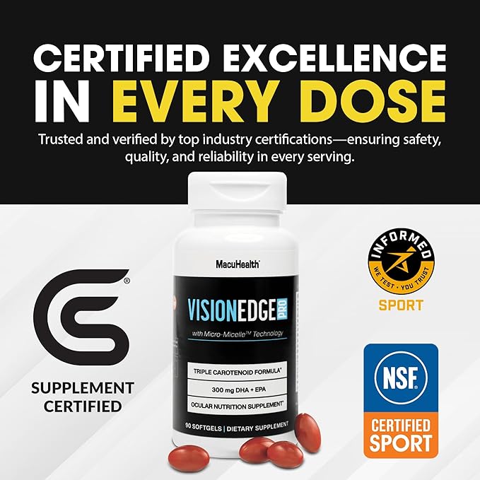 Eye Supplement for Athletes; Formula with Lutein, Zeaxanthin, and Meso-Zeaxanthin, Eye Supplements Omega 3, Essential Carotenoids for Eyes - (90 Softgels, 3 Month Supply)