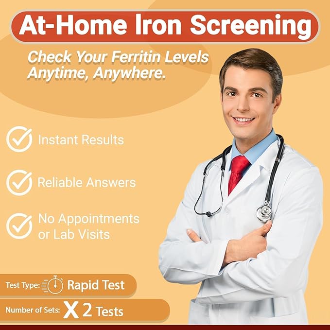 Iron Deficiency Test Kit 2-Pack | at-Home Anemia Test with Rapid Results & Reliable Accuracy | for Men and Women