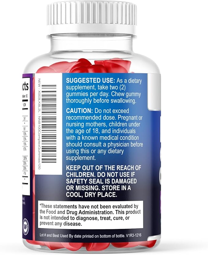 Vitamin B Complex Gummies - Extra Strength Super B Vitamin Gummy with Vitamin C For Immune Support - Energy Support Supplements with Folic Acid, Niacin, B6, B12 & Biotin for Men & Women - 120 Gummies