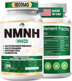NMNH(Dihydronicotinamide Mononucleotide),NMNH Supplement 1000mg Pure Nicotinamide Mononucleotide,NAD High Purity Supplement Alternative,for Energy,Focus,Non-GMO, Gluten Free,120 Capsules