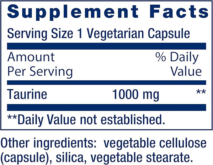 Life Extension Taurine,Pure Taurine Amino Acid Supplement,Heart,Liver and Brain Health,Longevity,Muscle and Exercise,1000 mg dose,Non-GMO,Gluten-Free,Vegetarian, Vegetarian, 90 Capsules (Pack of 2)