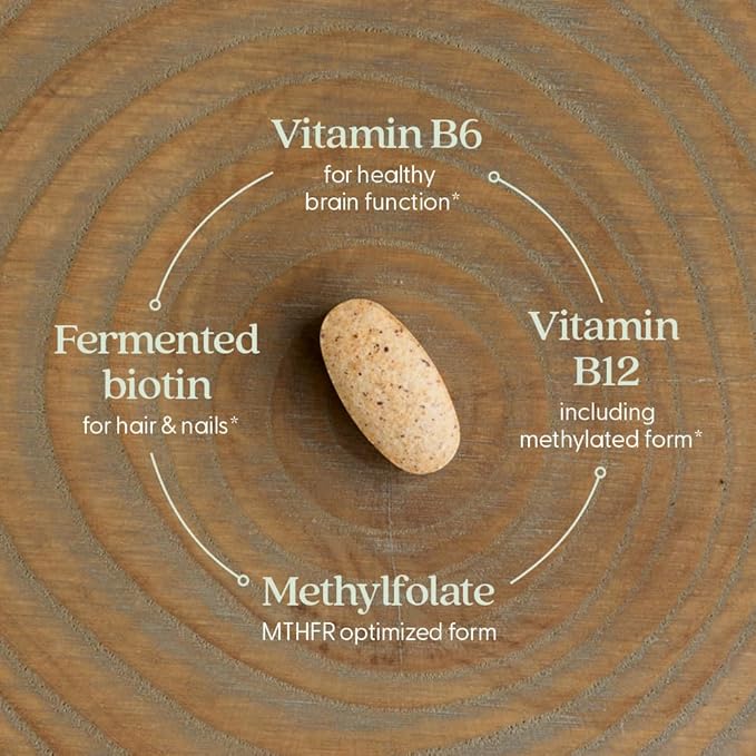 New Chapter Vitamin B Complex, Fermented Vitamin B Complex, USDA Organic, ONE Daily for Cellular Energy + Brain + Beauty, 100% Vegan, Gluten-Free - 60 Count