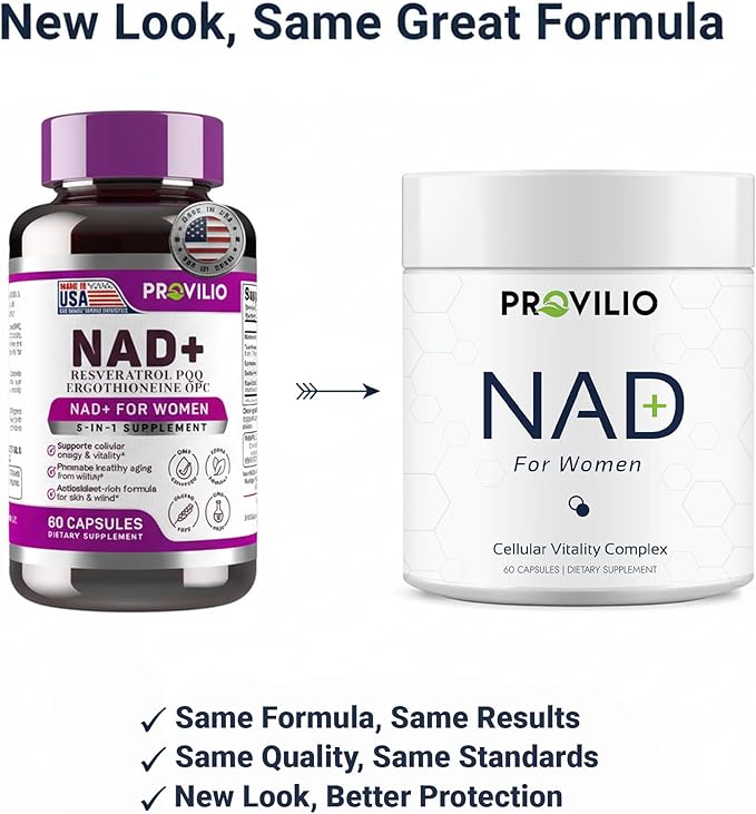 NAD+ Supplements for Women - NMN Supplement Alternative with Nicotinamide Riboside, Trans-Resveratrol, NAD Resveratrol Supplement for Energy, Skin Health, Healthy Aging - USA Made