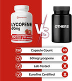 Lycopene Supplement for Men 60mg, 120 Capsules, Natural Tomato Extract Powder, 4 Month Supply, 100% Veg Lycopene Complex, Non-GMO and Gluten Free Carotenoid Supplement