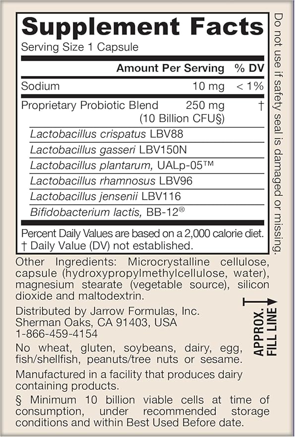 Jarrow Formulas Fem-Dophilus Advanced Vaginal & Digestive Probiotics 10 Billion CFU, for Vaginal, Urinary Tract, Digestive & Immune Support, 30 Capsules (Pack of 2)