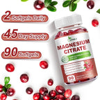 Magnesium Citrate Supplements for Women/Men, Magnesium Citrate 400mg with Vitamin D3, Vitamin B6 and Cranberry Extract High Absorption, Improved Night Quality Muscle & Bone, 90-Count, 45 Days Supply